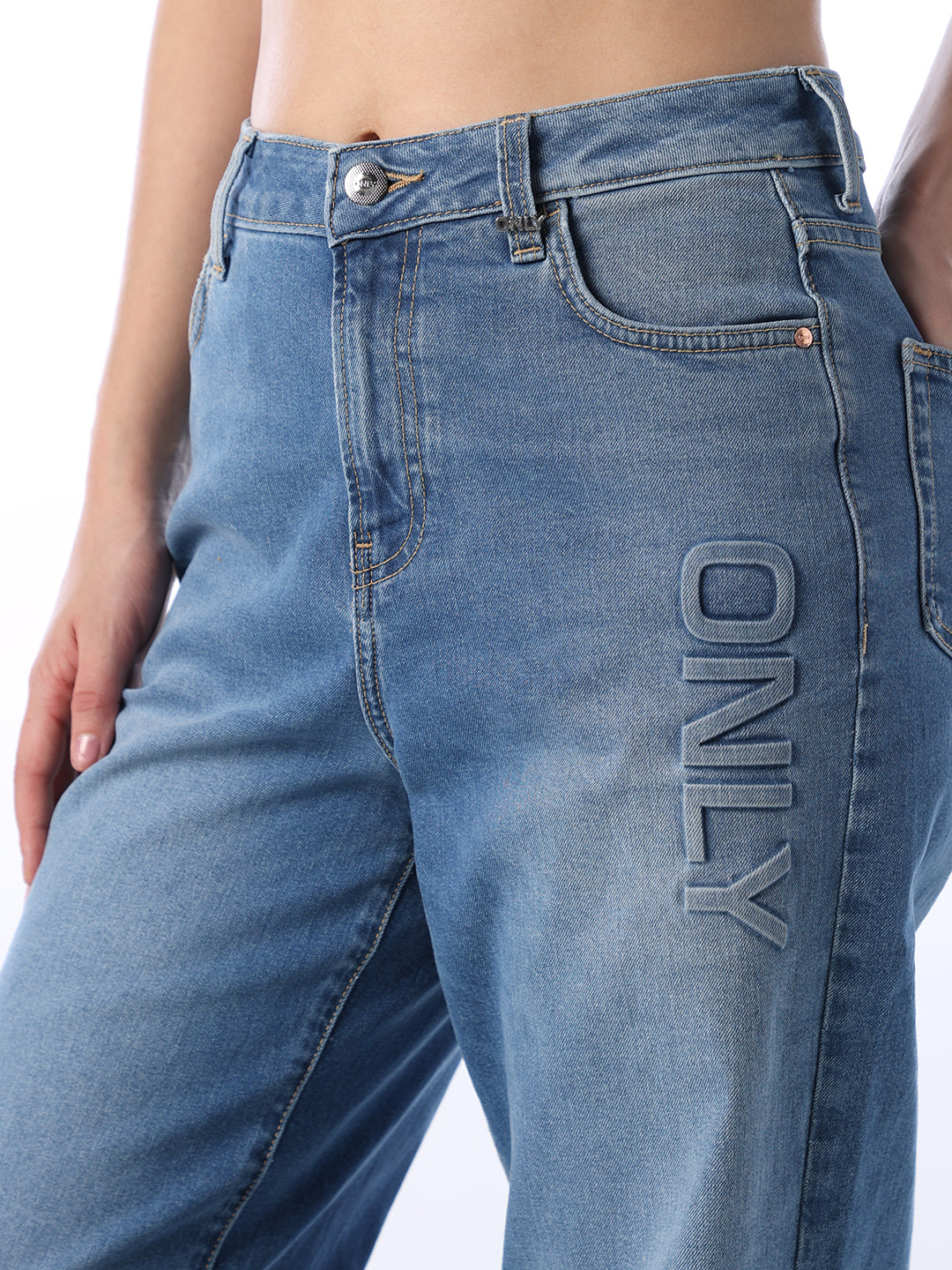 Logo Detail Straight Fit Jeans