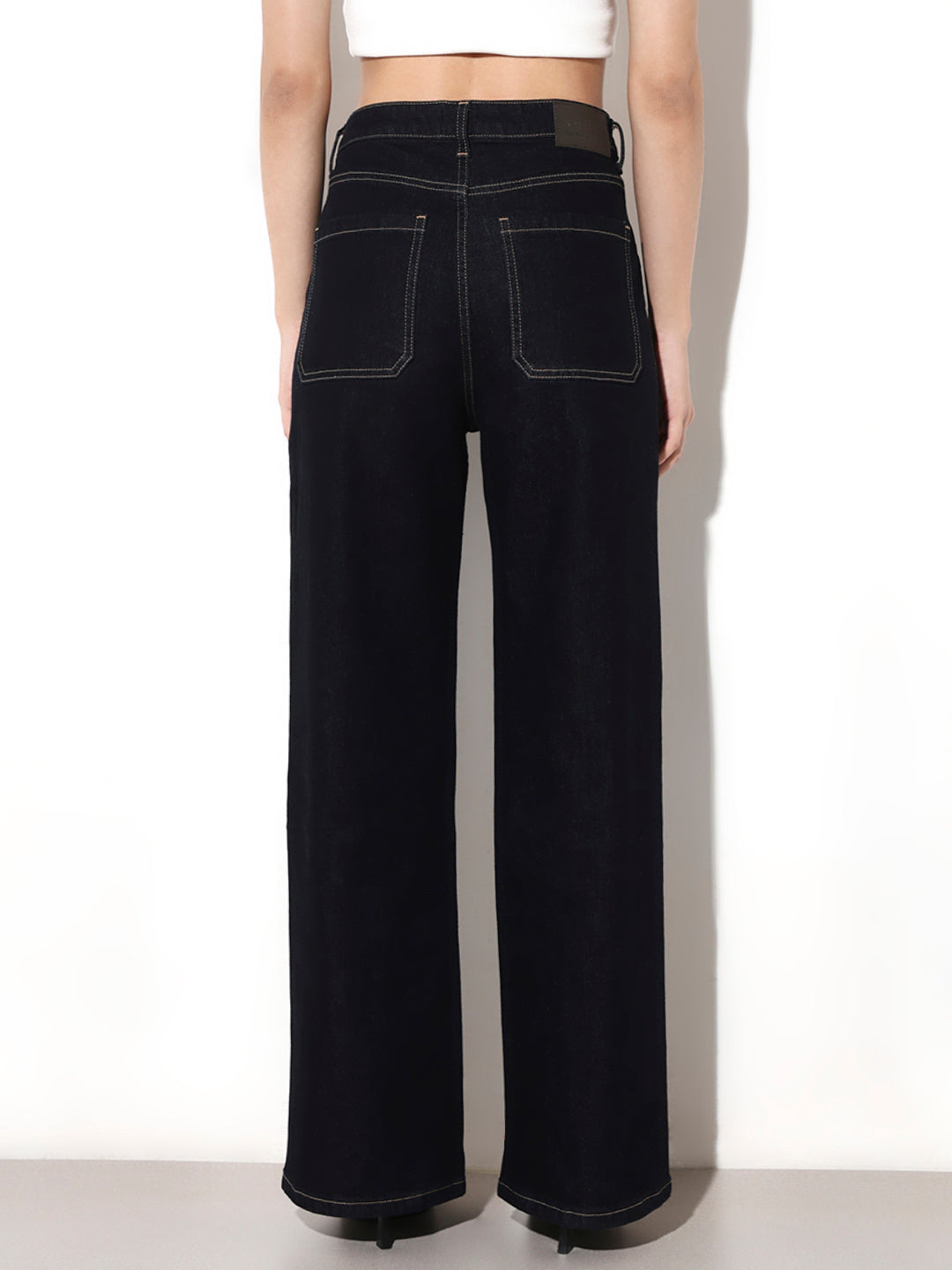 Dark Blue High Rise Wide Leg Jeans