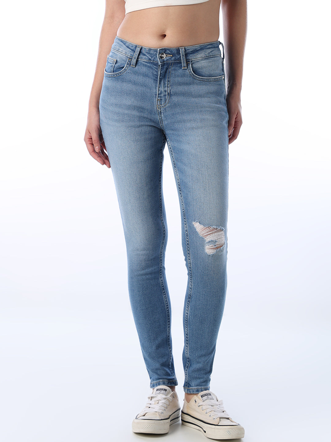 Light Blue Distressed Skinny Jeans