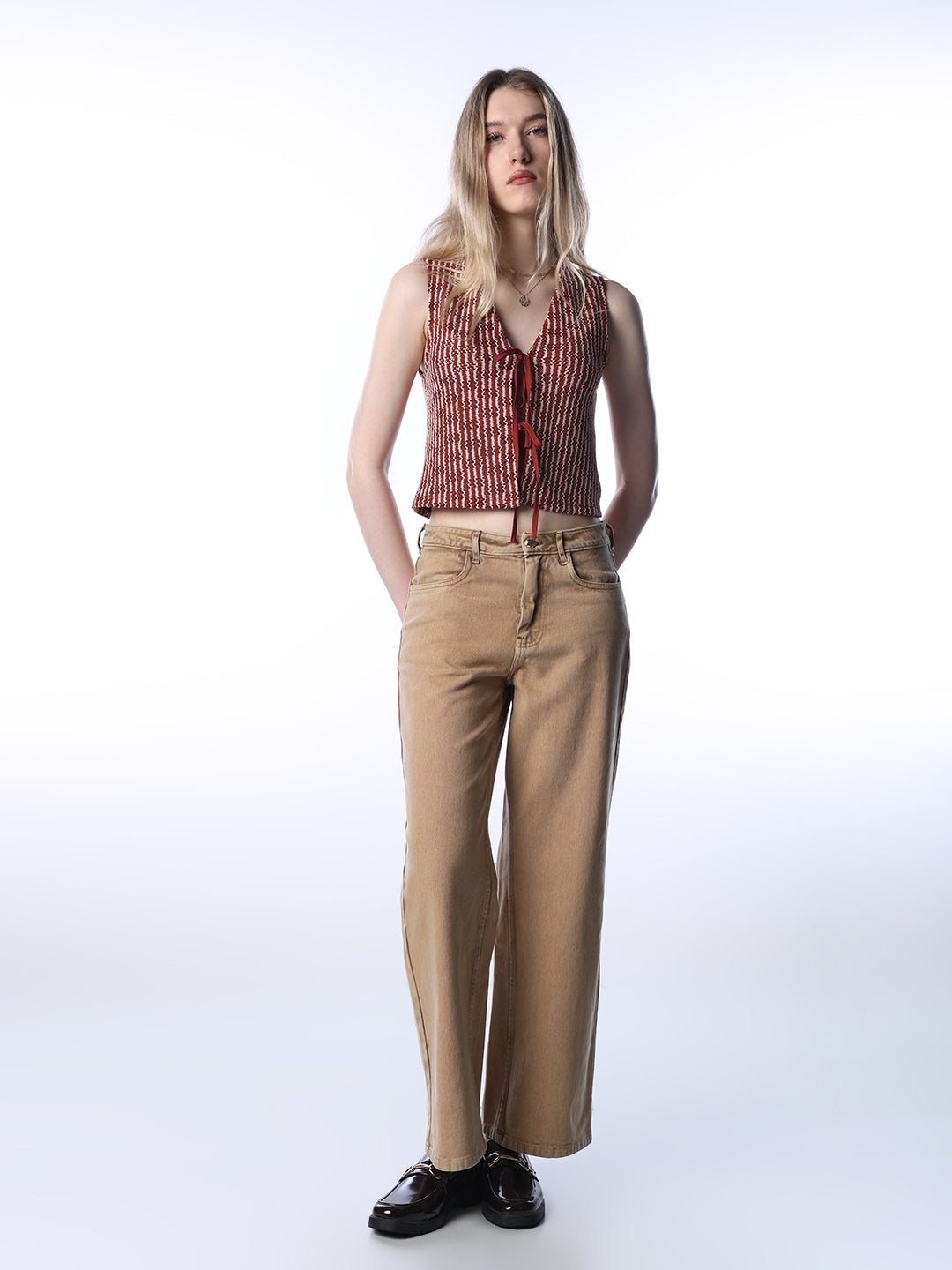 Brown High Rise Wide Leg Jeans