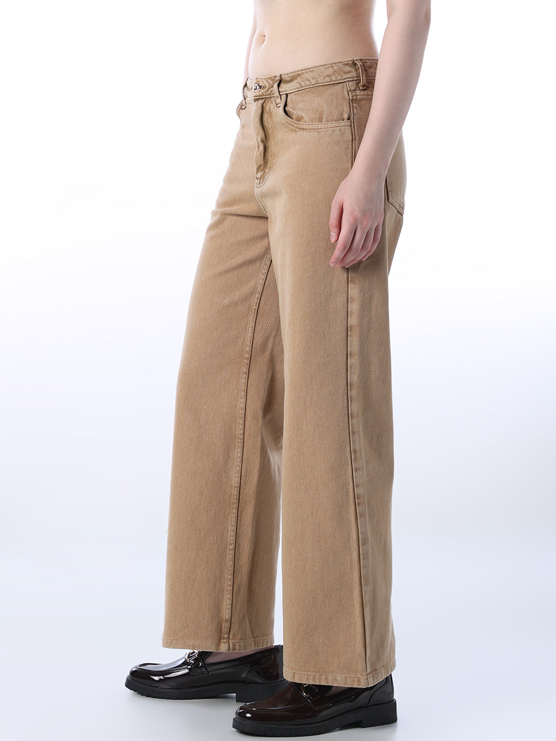 Brown High Rise Wide Leg Jeans