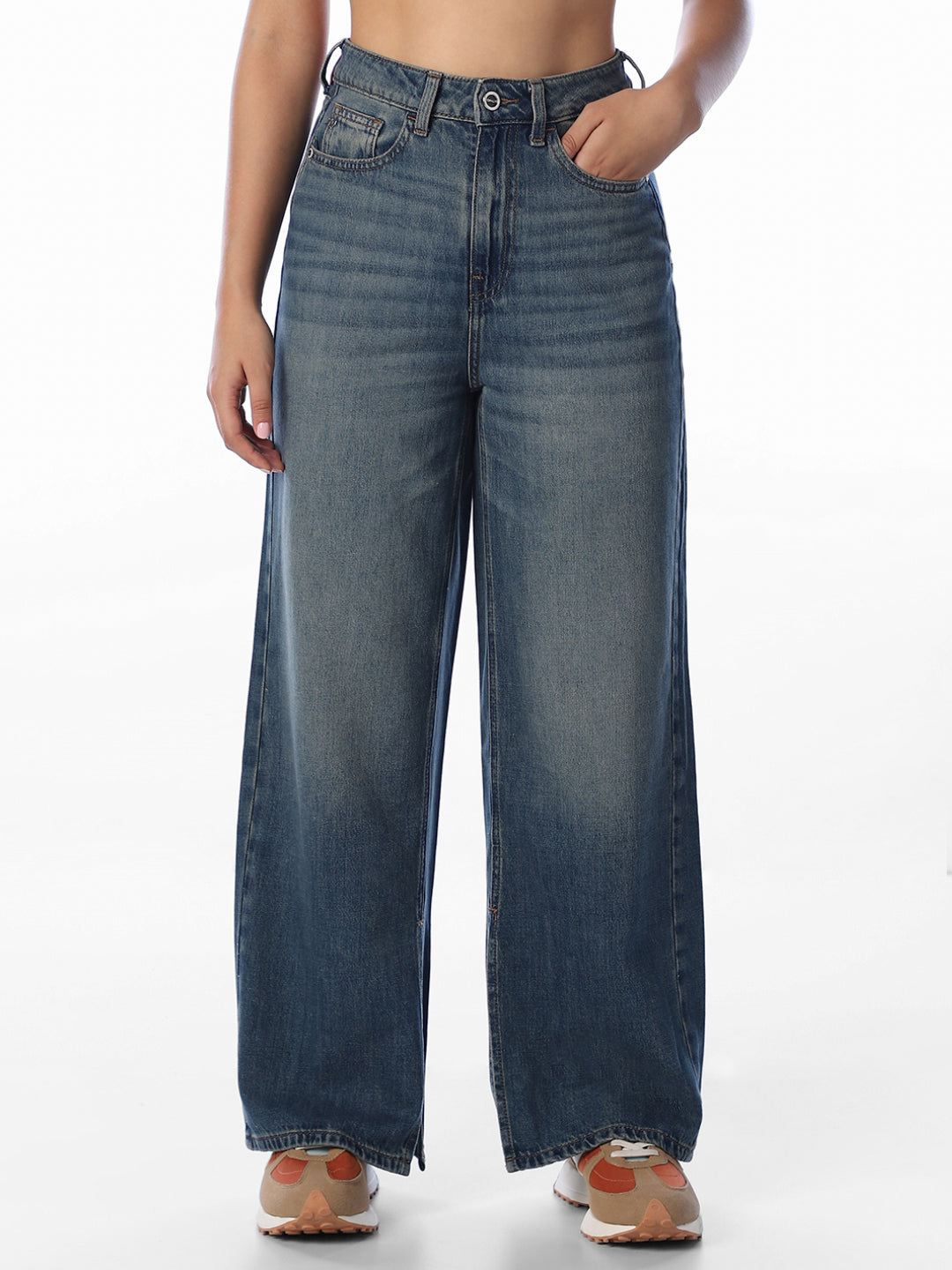 Light Blue High Rise Wide Leg Jeans