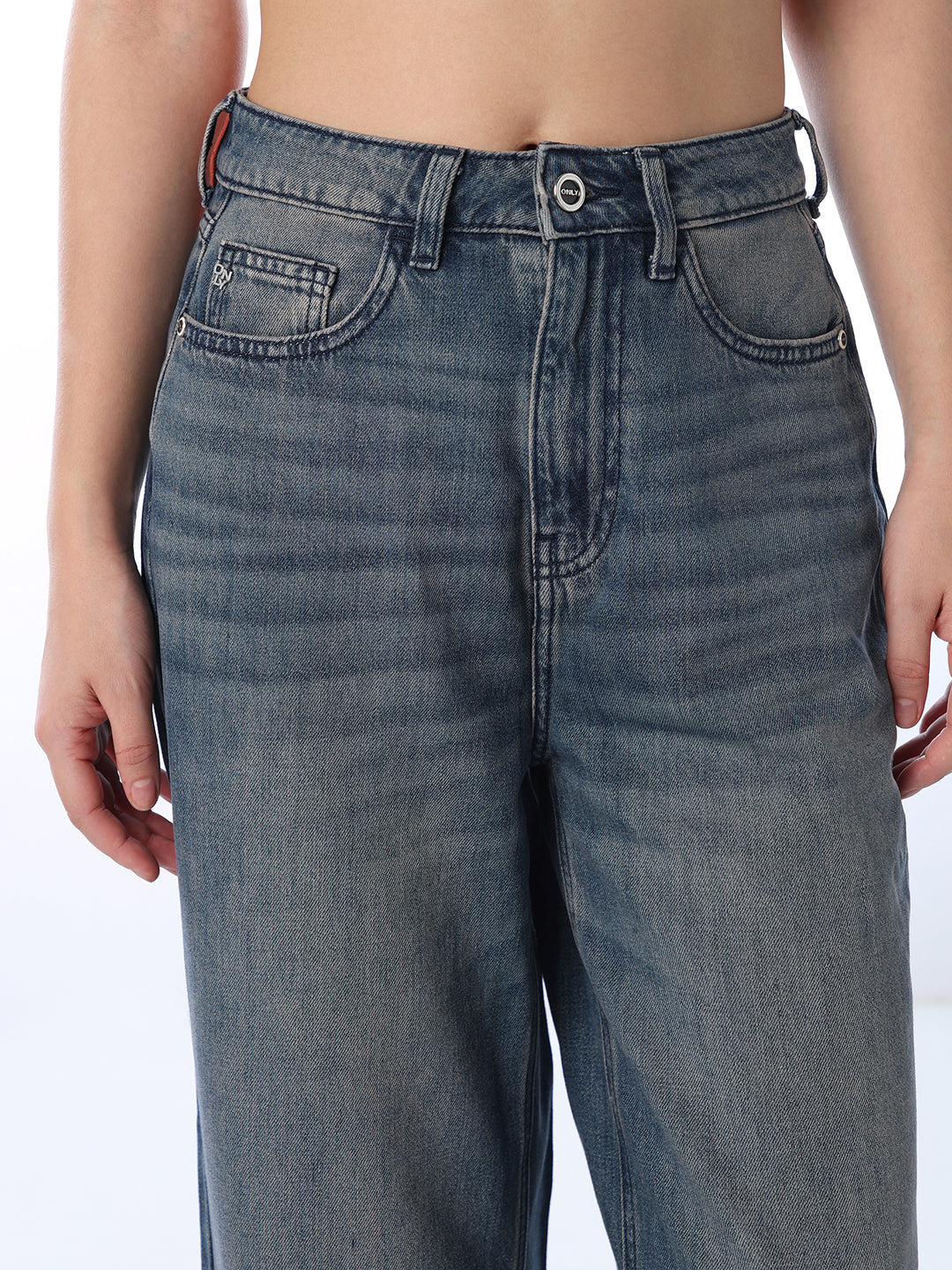 Slit Detail Wide Leg Jeans