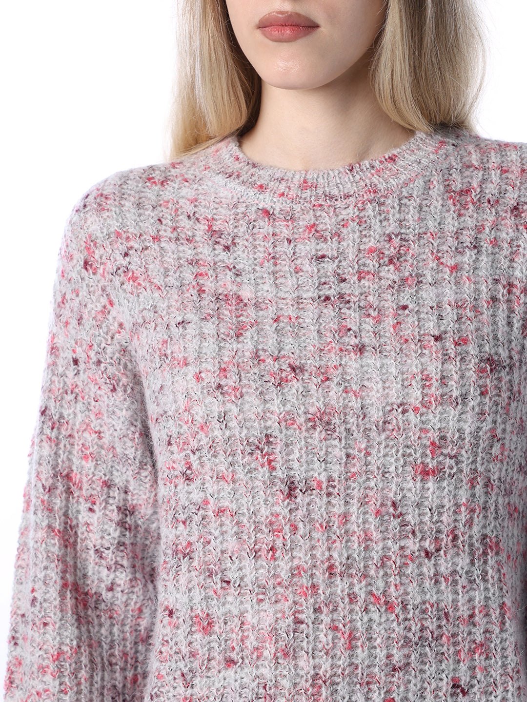 Rib-Knit O-Neck Pullover