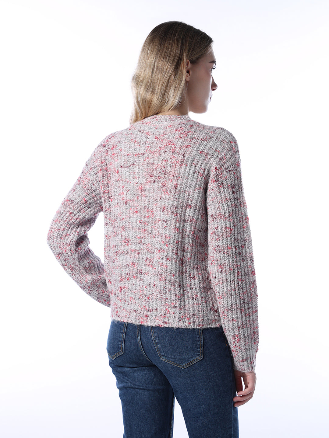 Rib-Knit O-Neck Pullover