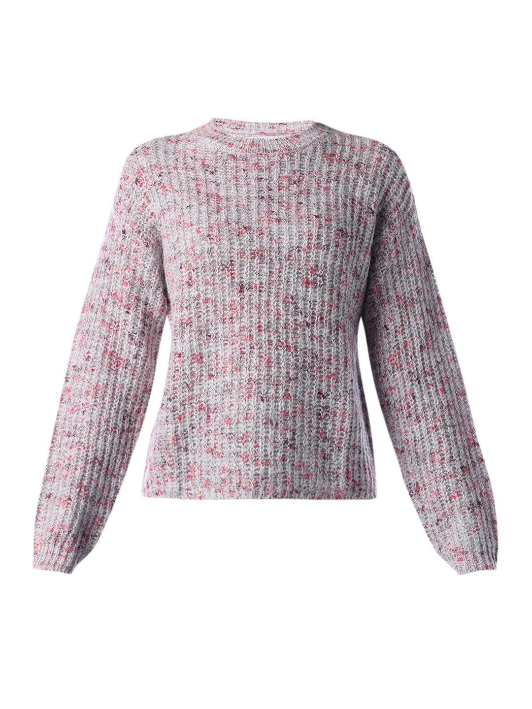 Rib-Knit O-Neck Pullover