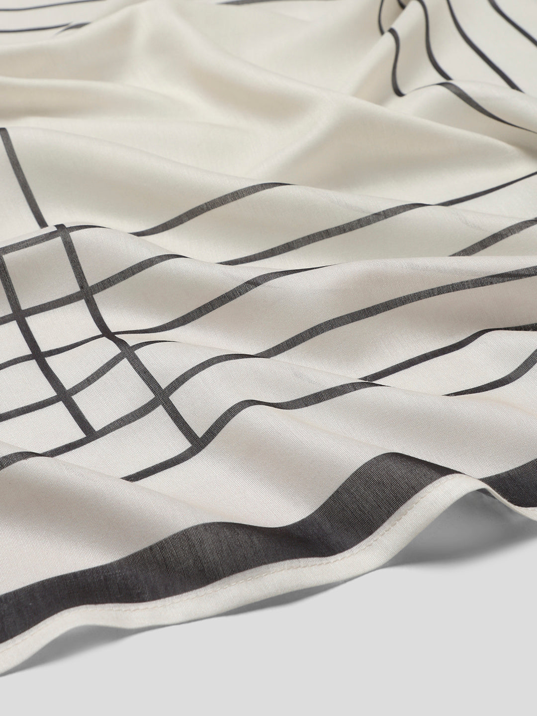 White Check Print Neck Scarf