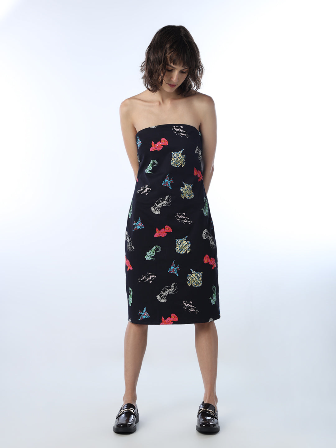 Printed Strapless Bodycon Dress