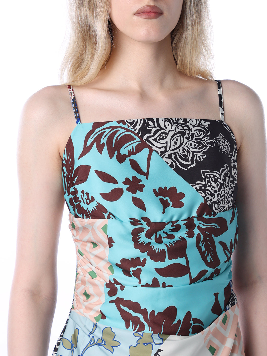 Printed Strappy Satin Dress