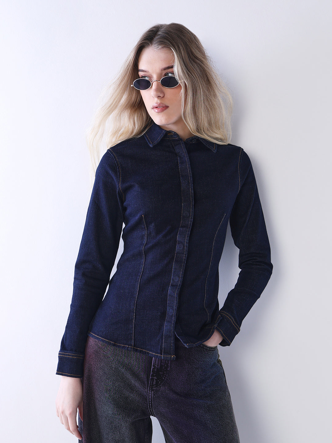 Fitted Denim Shirt - XS