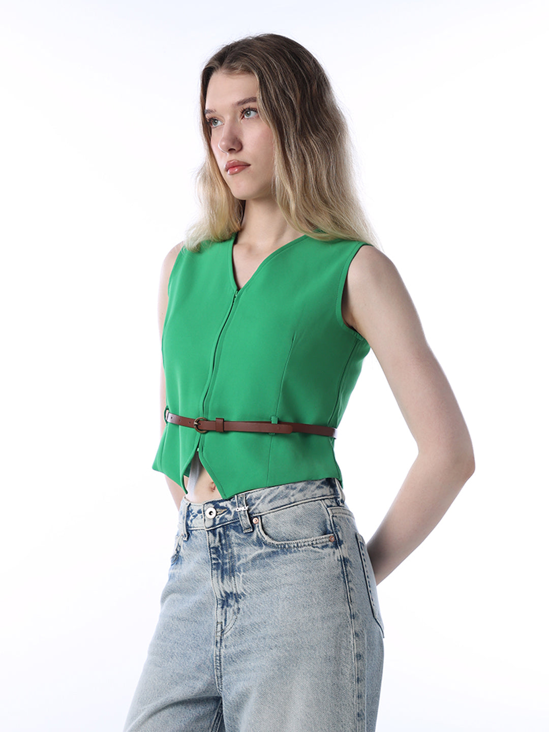Belted Sleeveless Vest