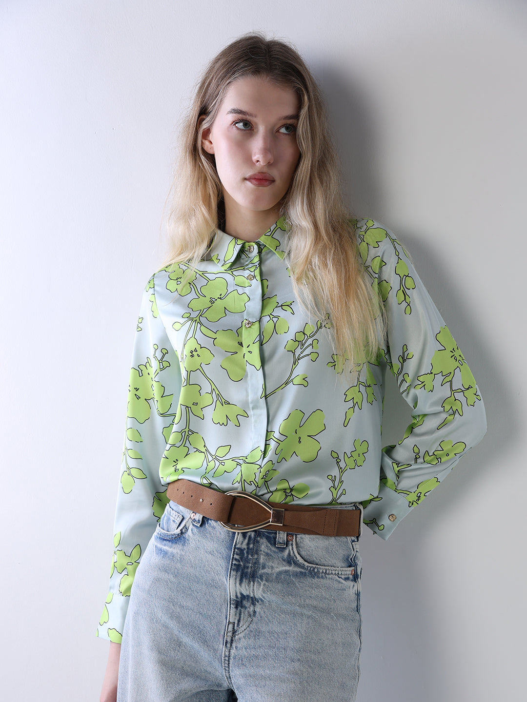 Floral Print Satin Shirt