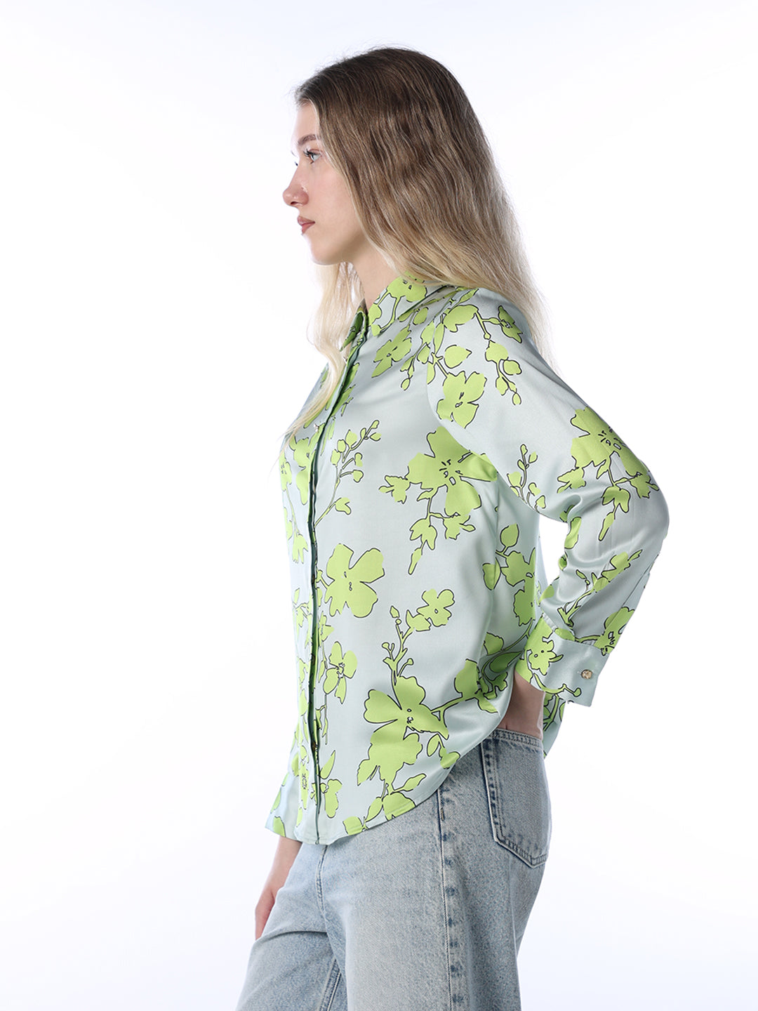 Floral Print Satin Shirt