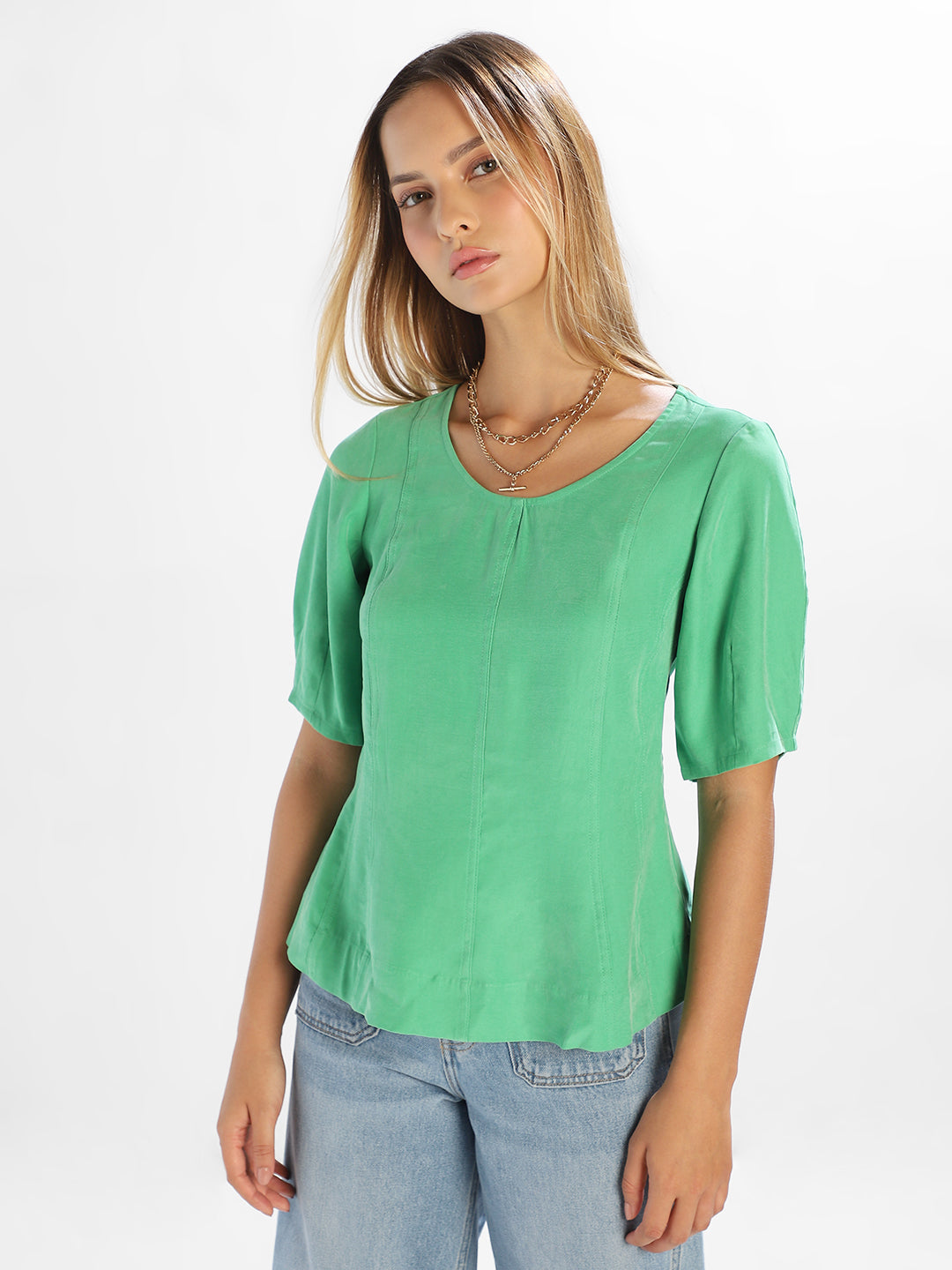 Green Round Neck Top