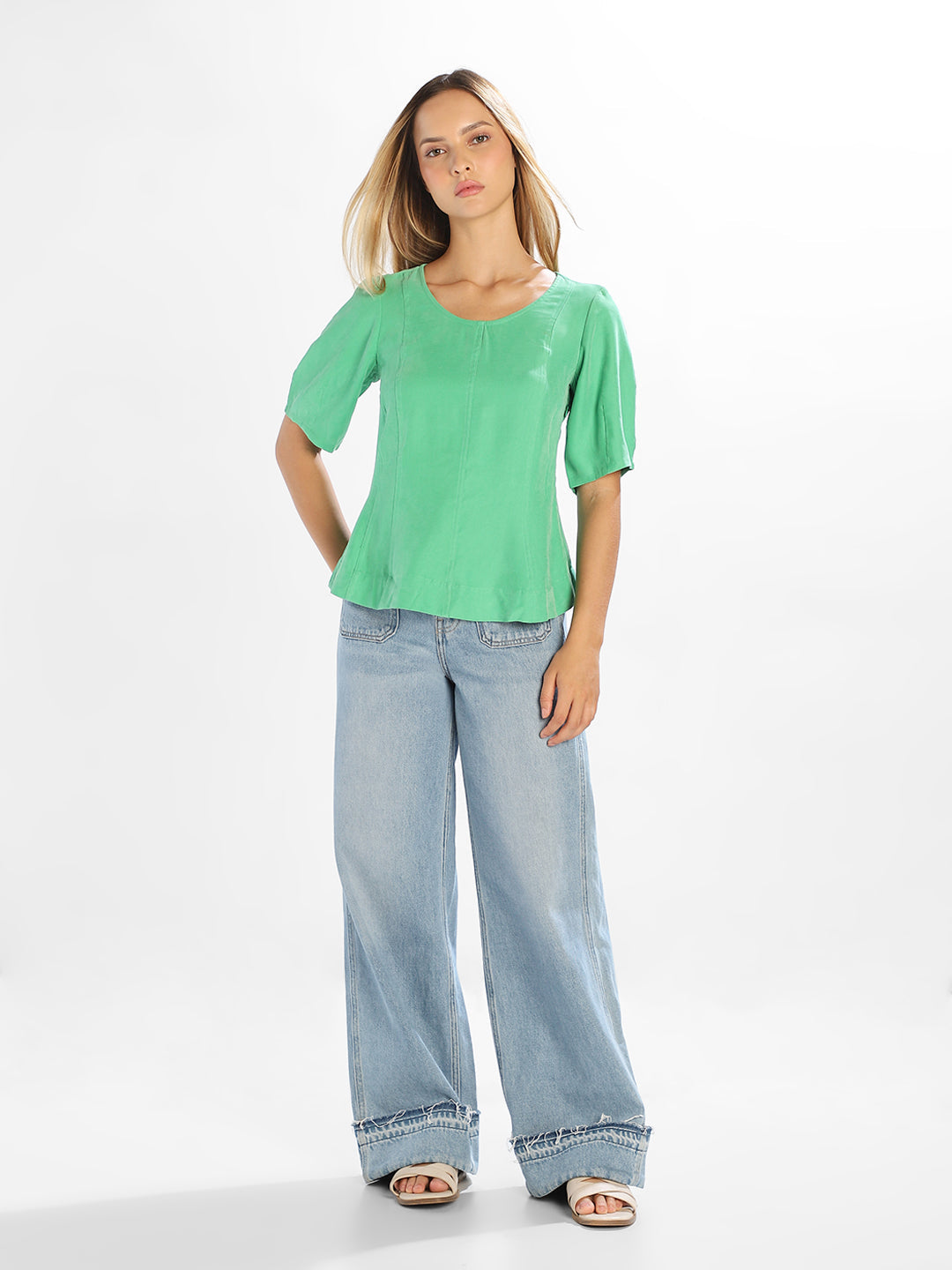 Green Round Neck Top