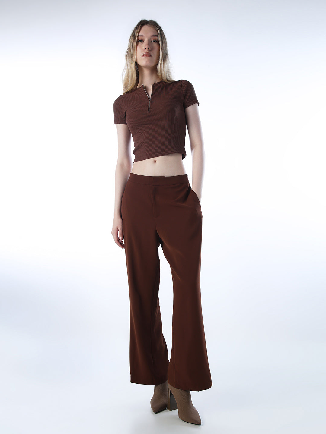 Flared Crease-Leg Pants - 26