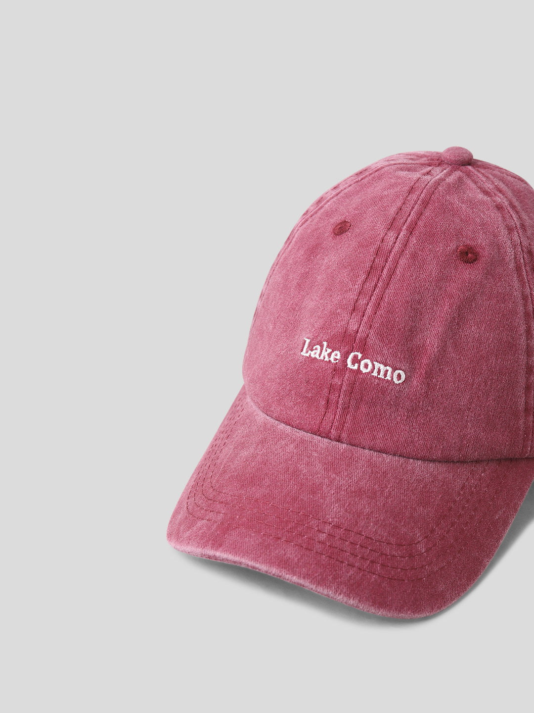 Washed Embroidered Twill Cap - Maroon