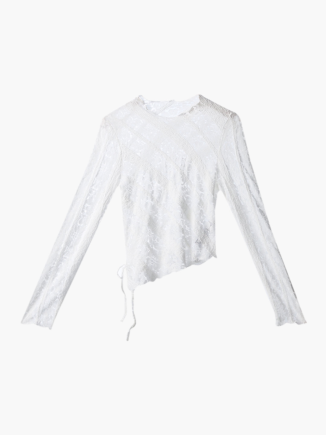 Mock-Neck Lace Top - White