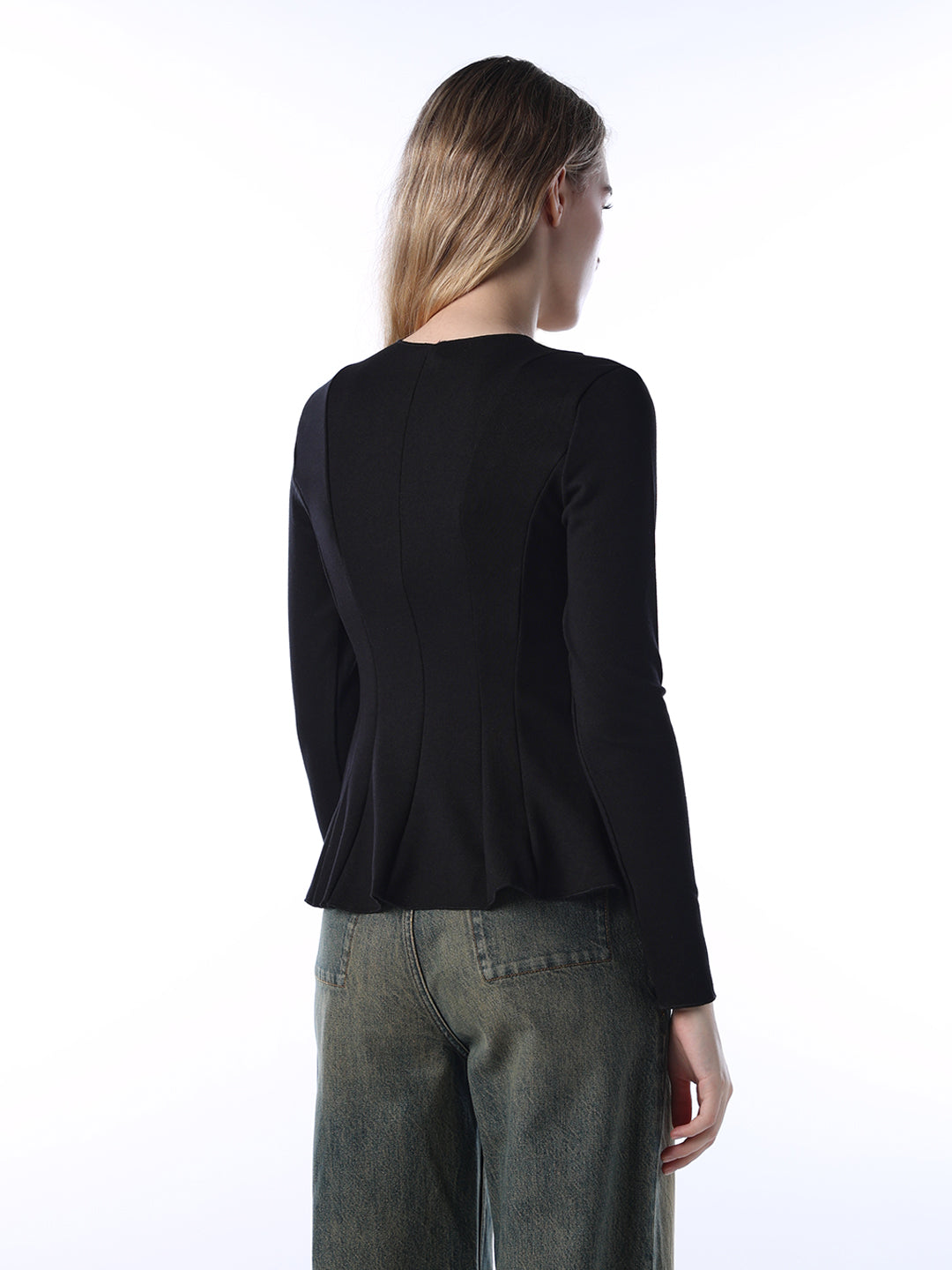 Heavy Jersey Peplum Top - Black