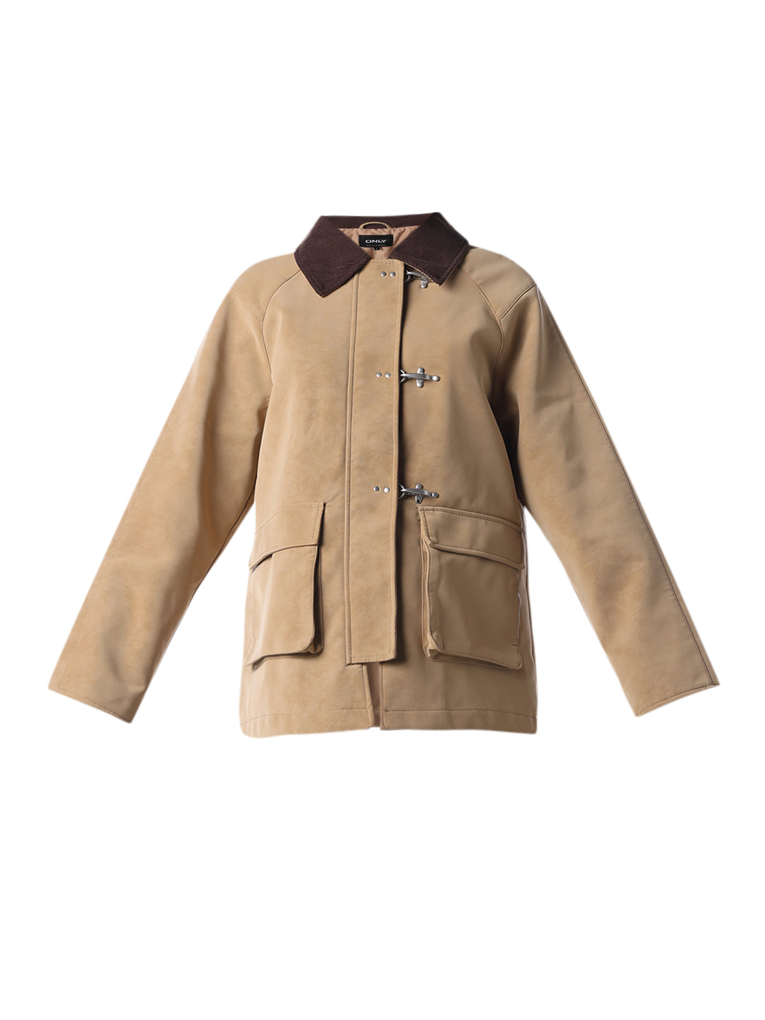 Faux Suede Contrast Collar Jacket