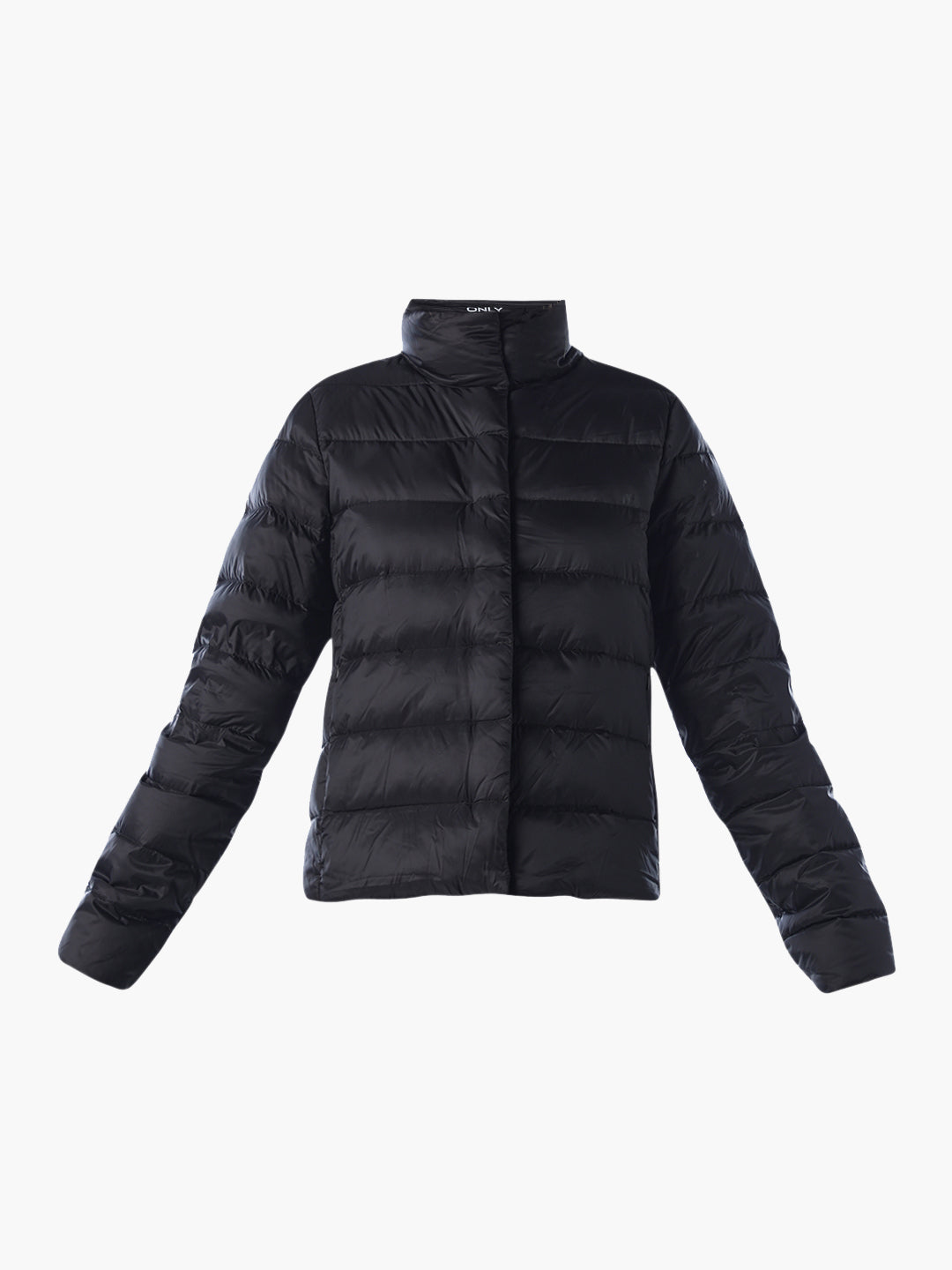 Quilted High Neck Puffer Jacket - Black
