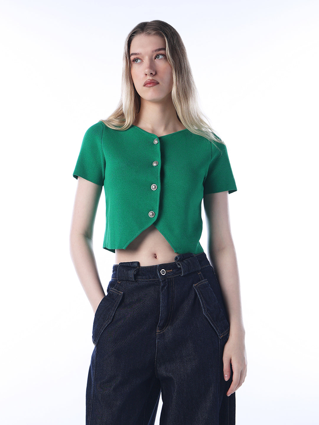 Cropped Fitted Knit Top