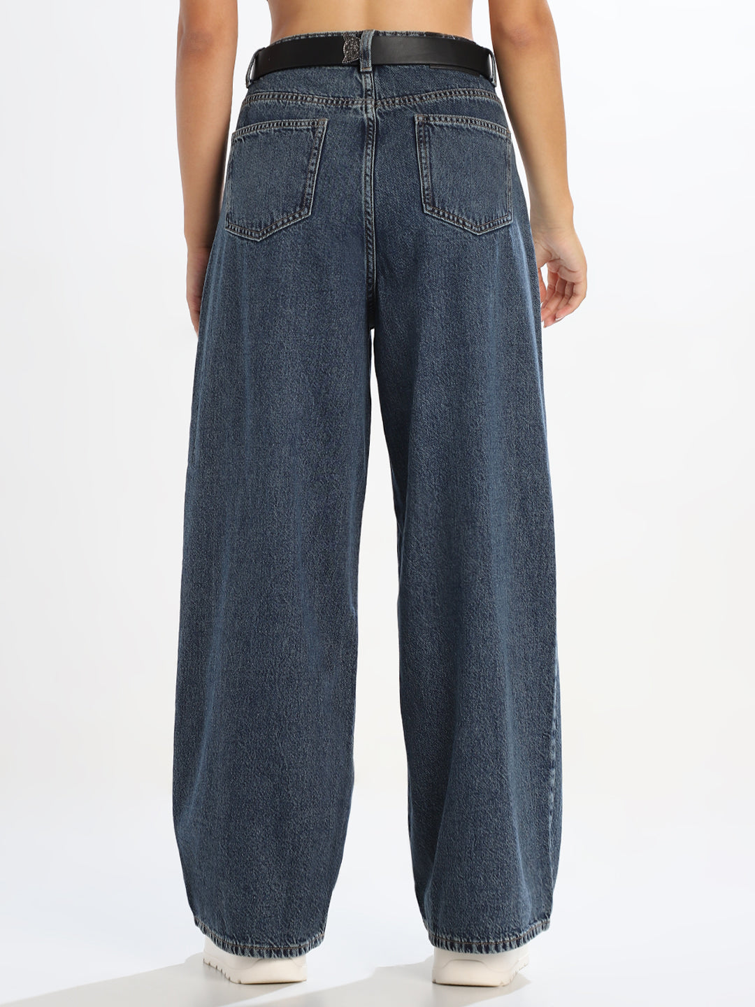 Dark Blue High Rise Wide Leg Jeans
