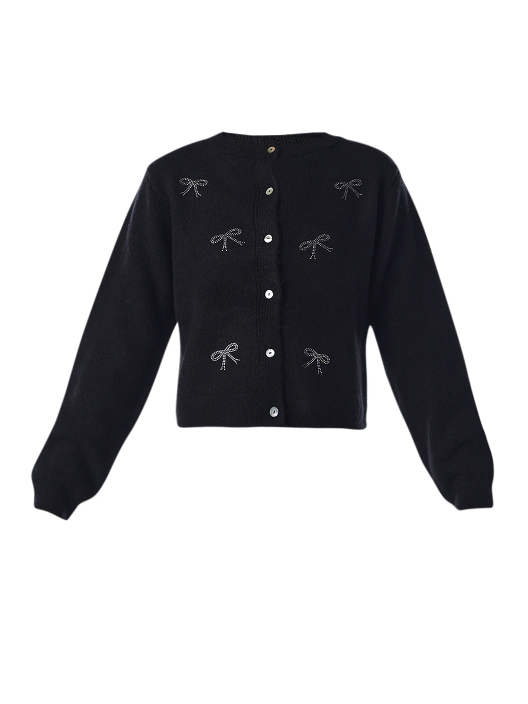 Embellished Bow Knit Cardigan