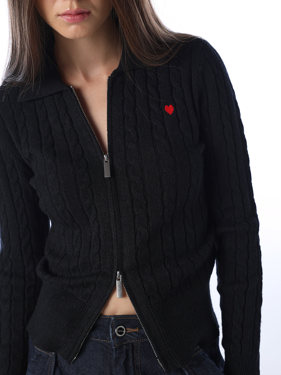Zip-Through Polo Cardigan