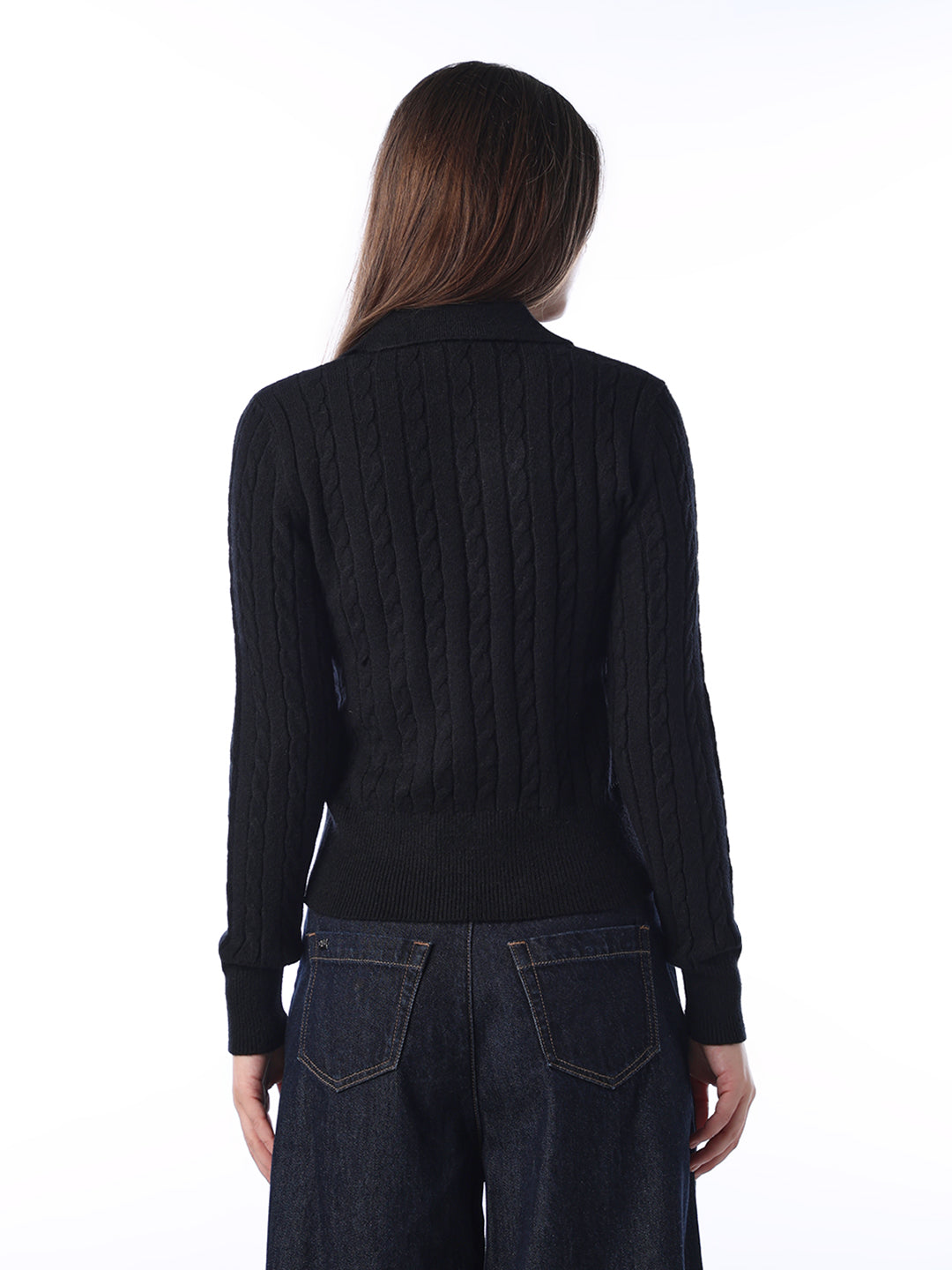 Zip-Through Polo Cardigan