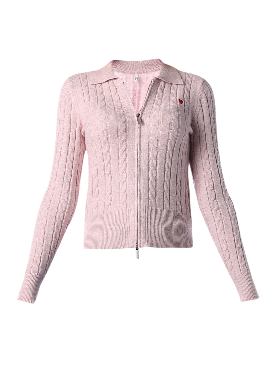 Brushed Cable Knit Polo Cardigan