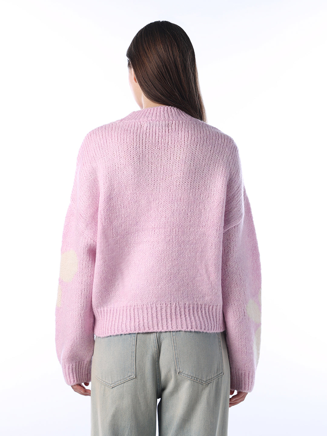 Floral Jacquard Chunky Pullover - Pink