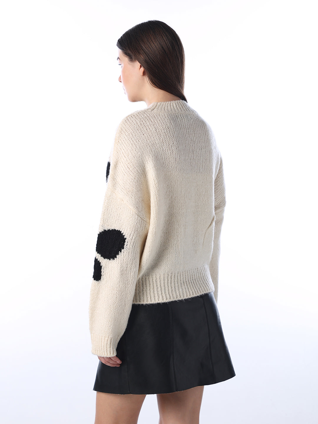 Floral Jacquard Chunky Pullover - Cream