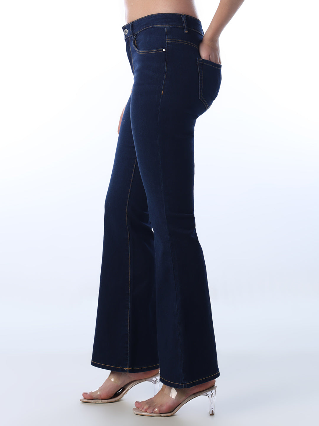 Dark Blue High Rise Flared Jeans