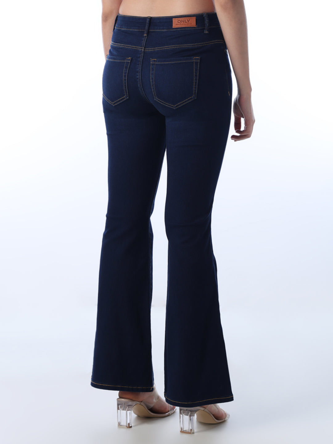Dark Blue High Rise Flared Jeans