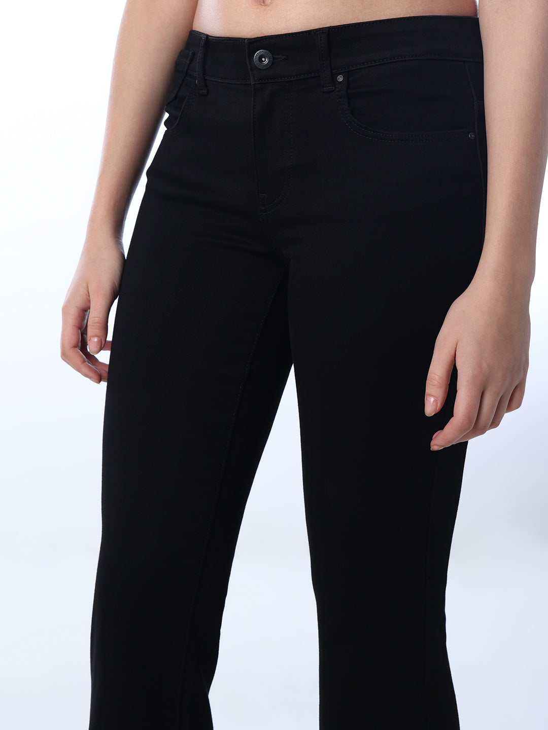 Black High Rise Flared Jeans