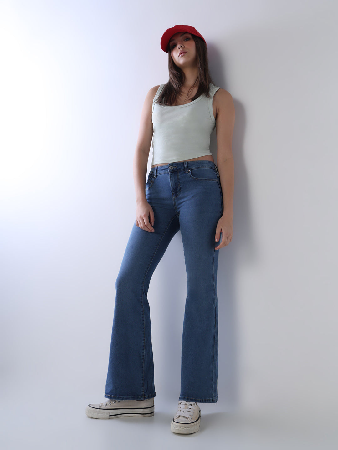 Light Blue High Rise Flared Jeans