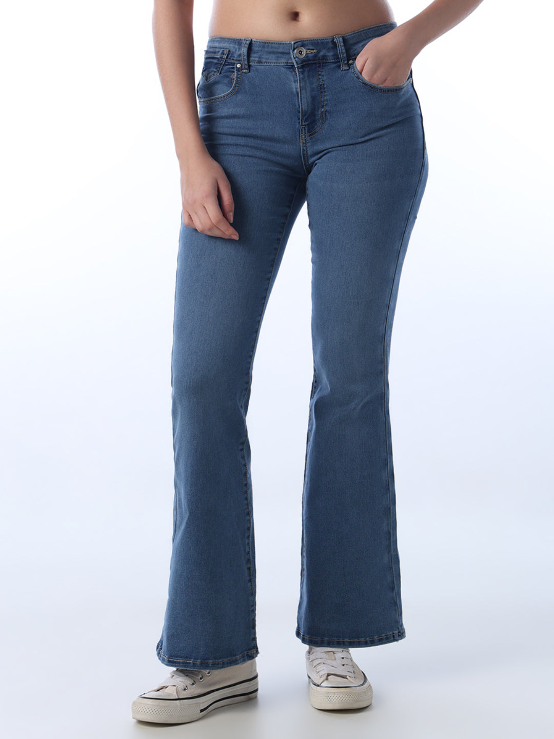 Light Blue High Rise Flared Jeans