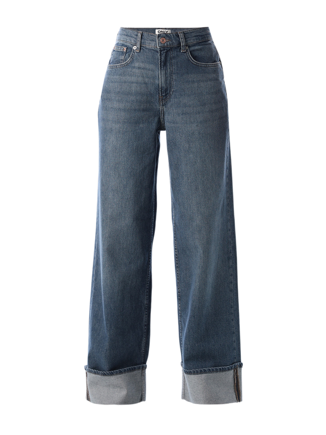 Fold-Up Wide Leg Jeans