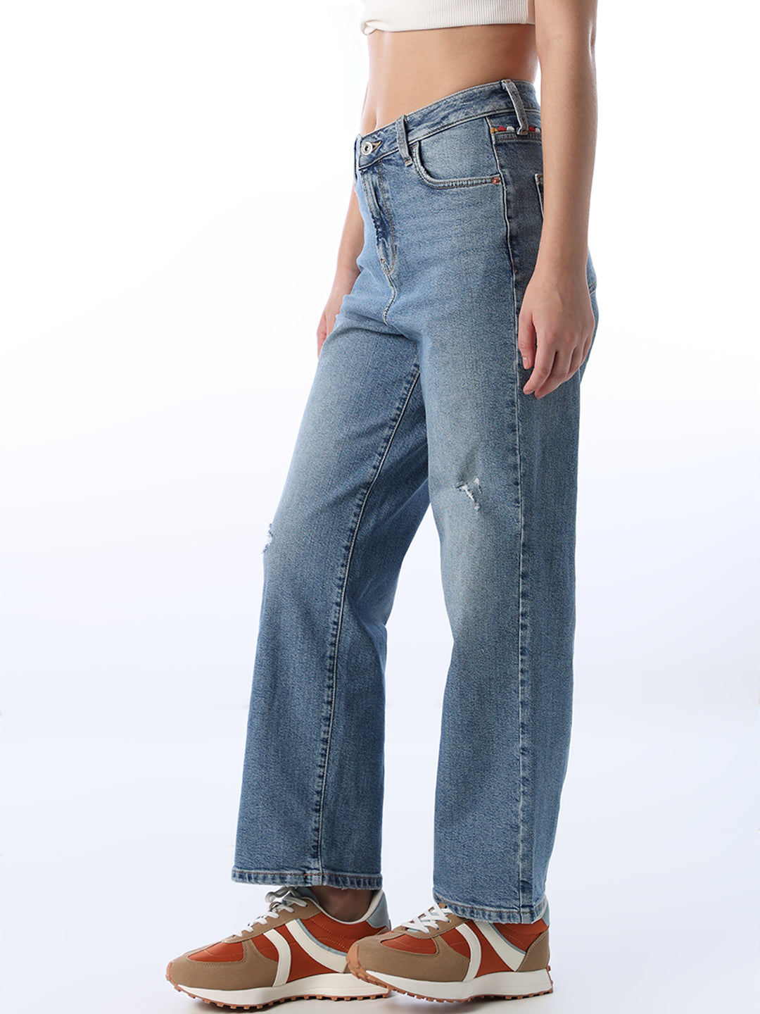 Mildly Distressed Straight Fit Jeans
