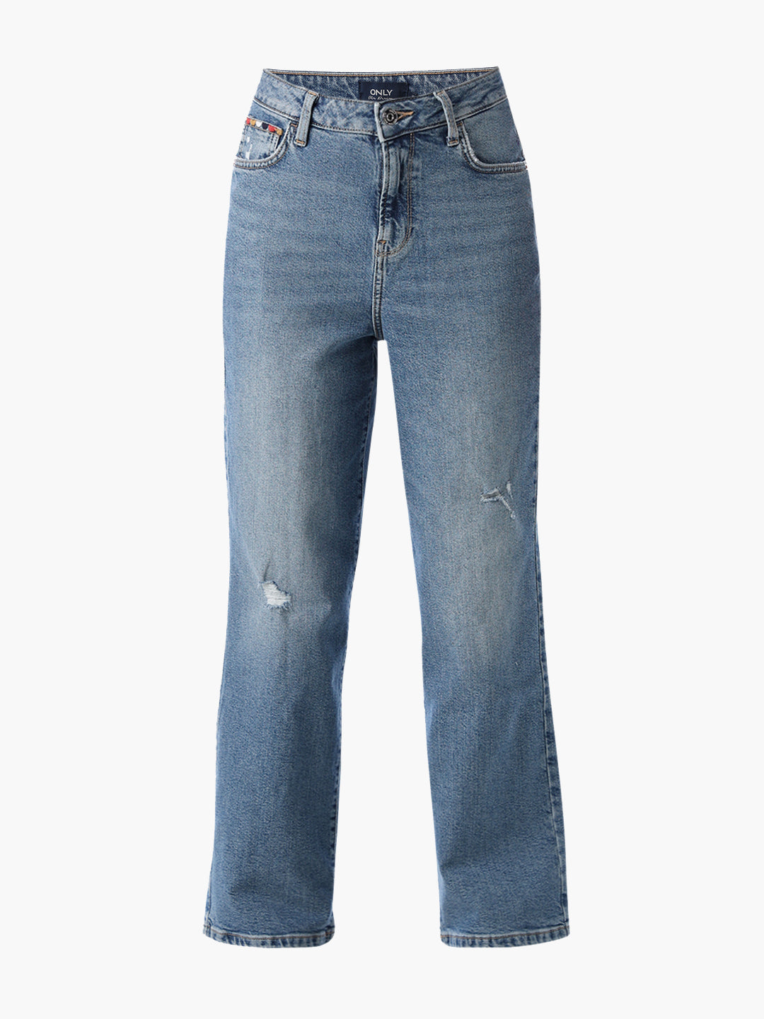 Mildly Distressed Straight Fit Jeans