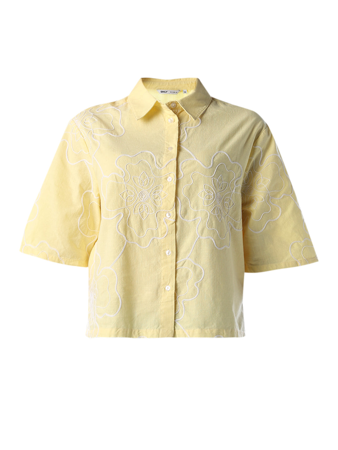 Yellow Embroidered Cotton Shirt
