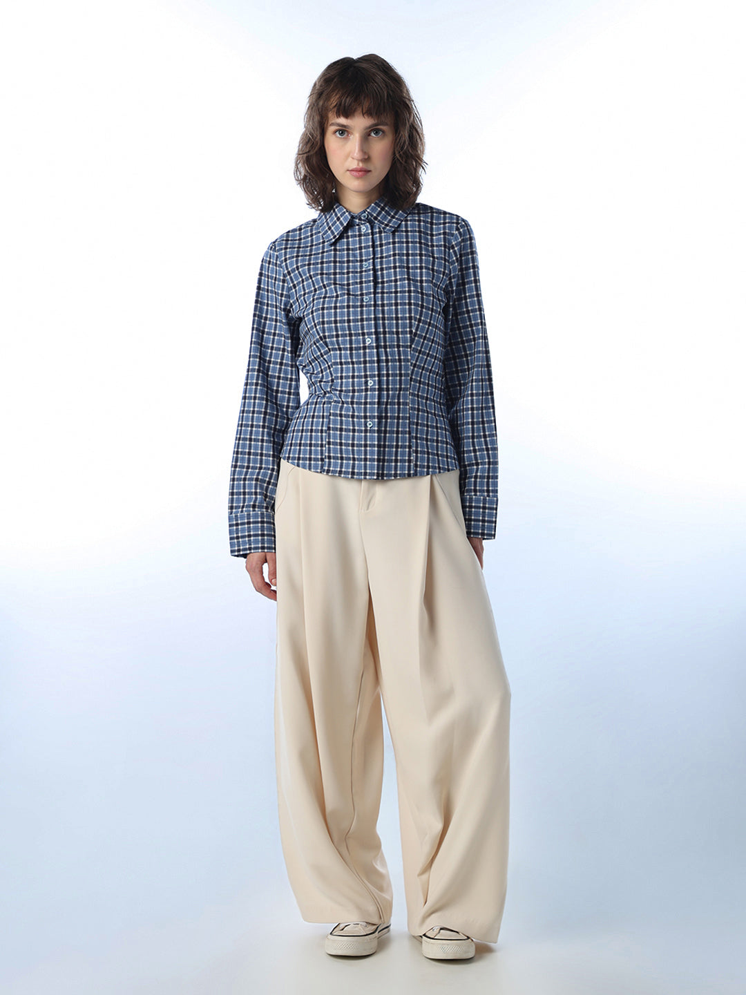 Waist-Fitted Check Shirt