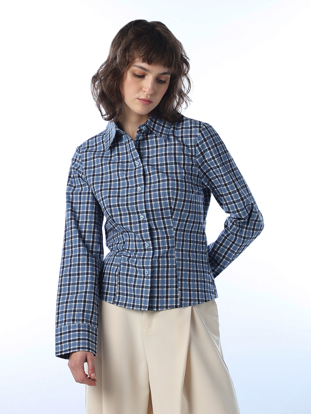 Waist-Fitted Check Shirt