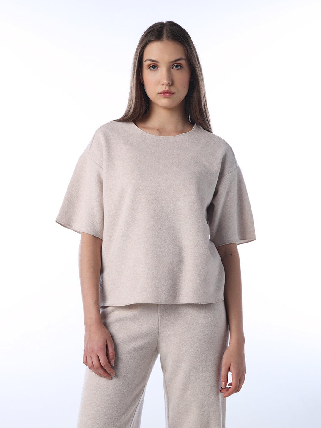 Beige Oversized Washed T-shirt
