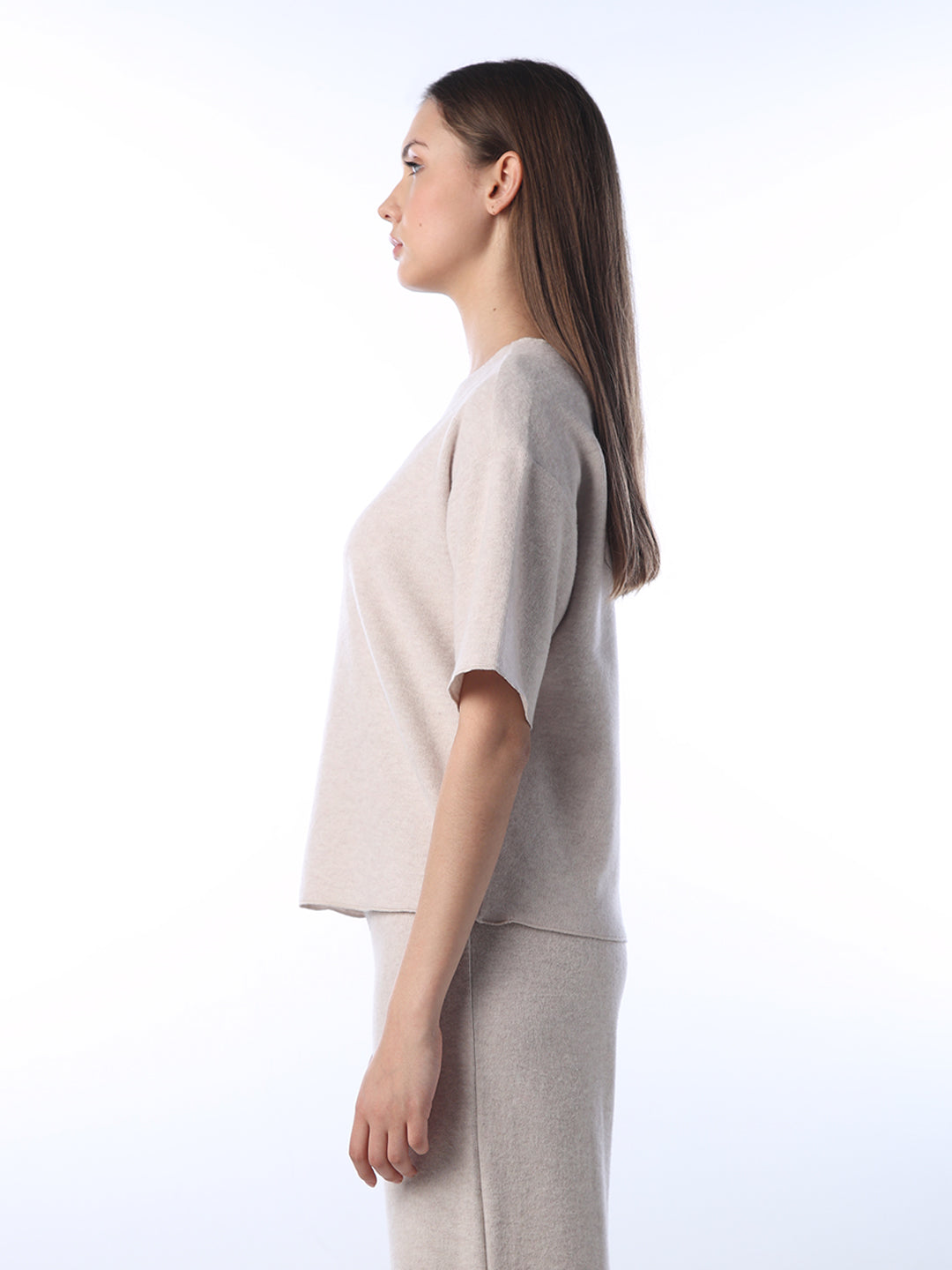 Beige Oversized Washed T-shirt