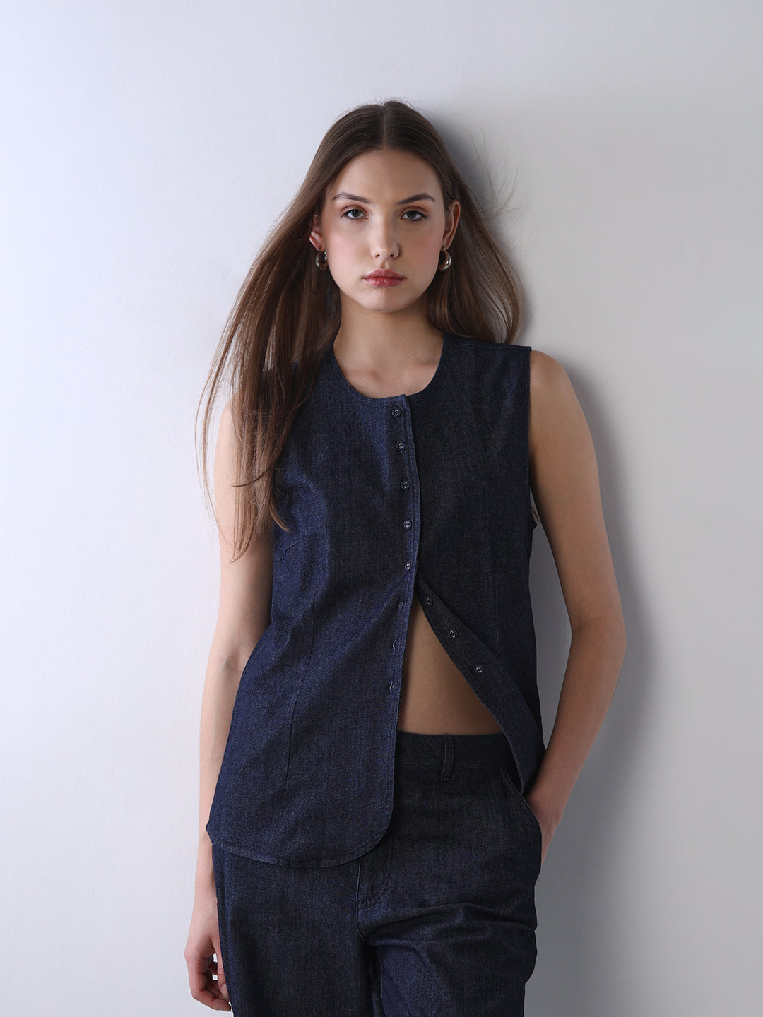 Denim Sleeveless Waistcoat