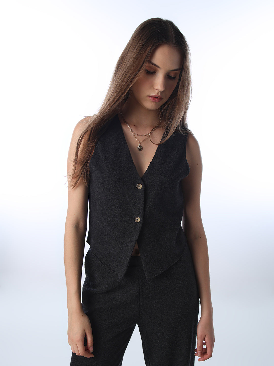 Dark Grey Sleeveless Vest