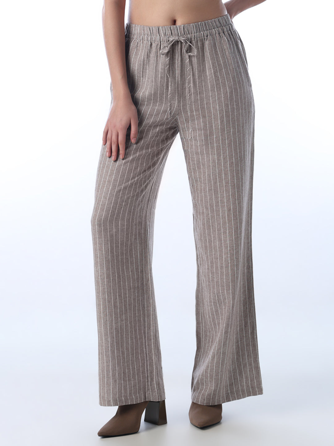 Linen Blend Striped Pants