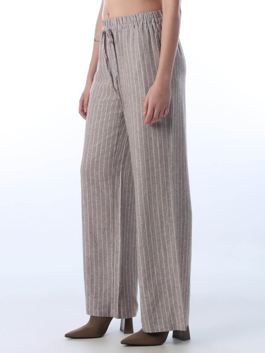 Linen Blend Striped Pants